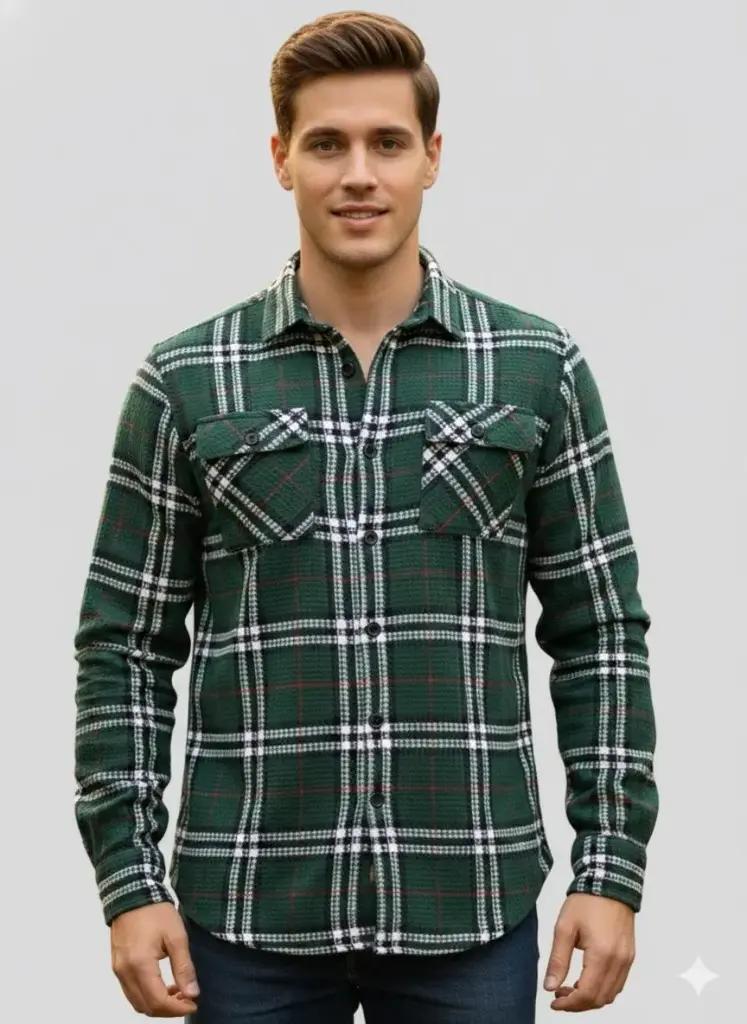 Dark Green & White Check Shirt