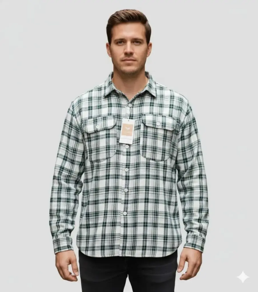 Green and White check Shirt [Soft Brushed Fabric]